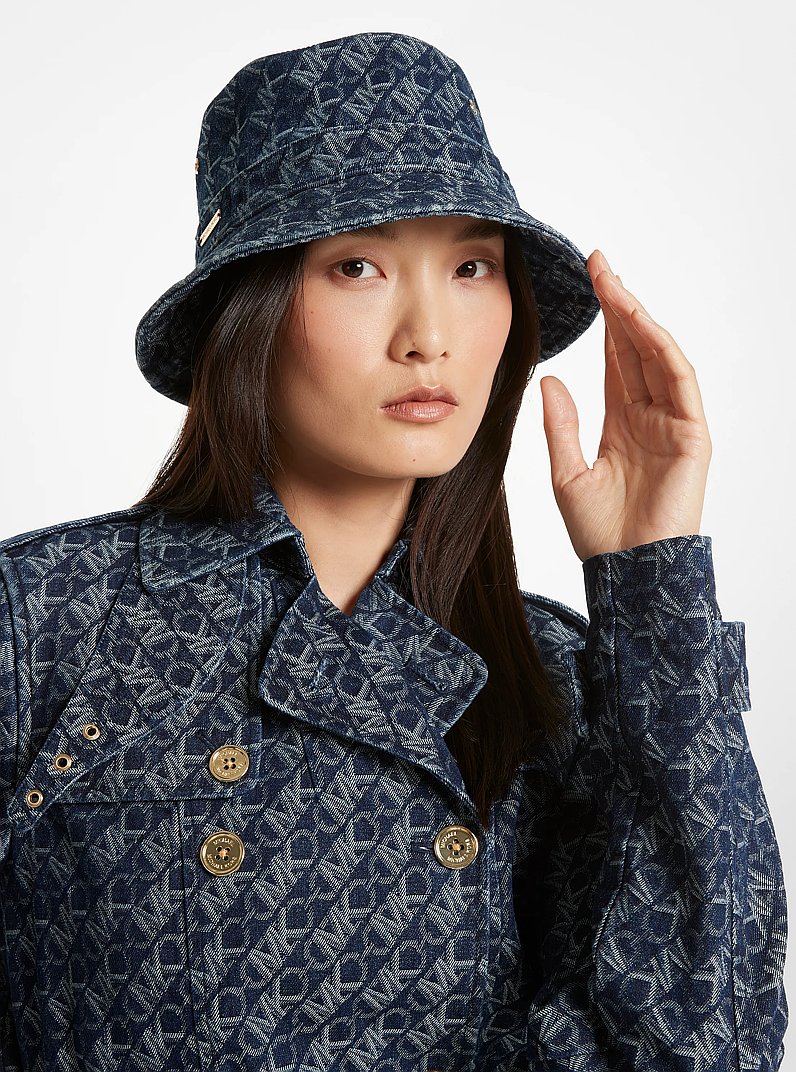 Empire Logo Jacquard Denim Bucket Hat in RINSE - Sale | Michael