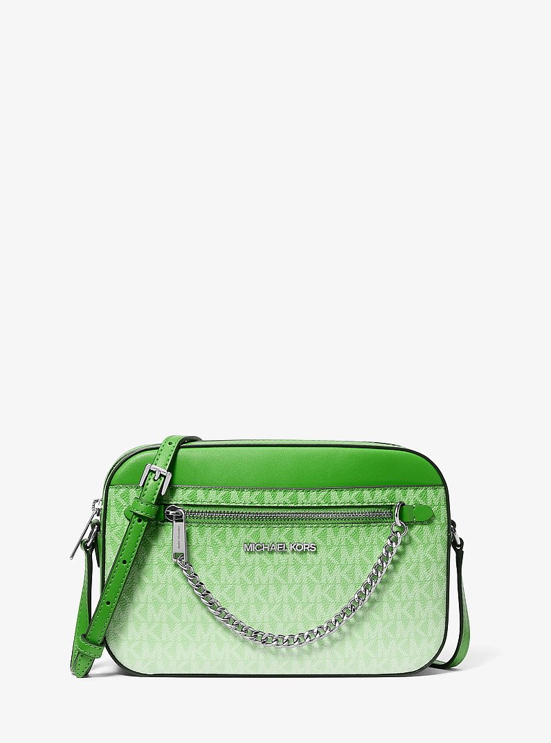 Jet Set Large Ombr&eacute; Signature Logo Crossbody Body in JUNGLE | Michael Kors