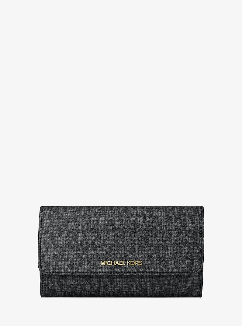 Jet Set Large Logo Trifold Wallet in BLACK | Michael Kors