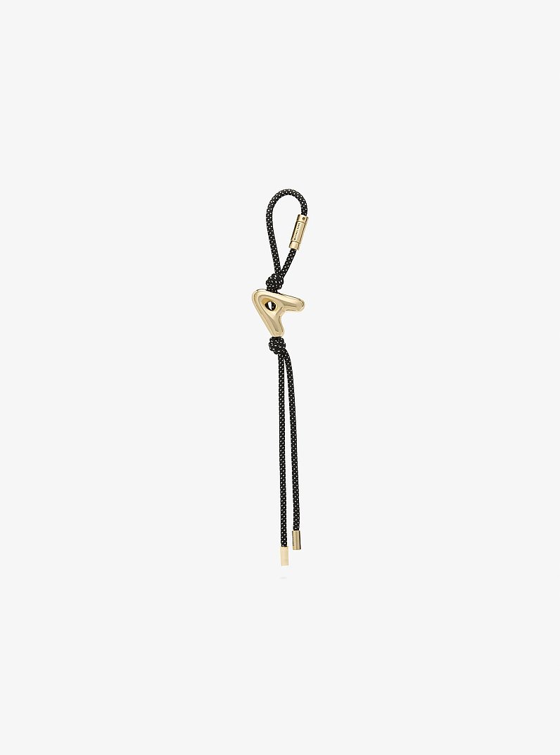 Initial Gold-Tone and Speckled Cord Bag Charm in 18K GOLD | Michael Kors