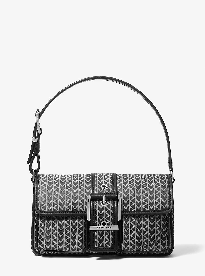Sac port&eacute; &eacute;paule Colby de taille moyenne en jacquard &agrave; logo MK2000 in NOIR | Michael Kors