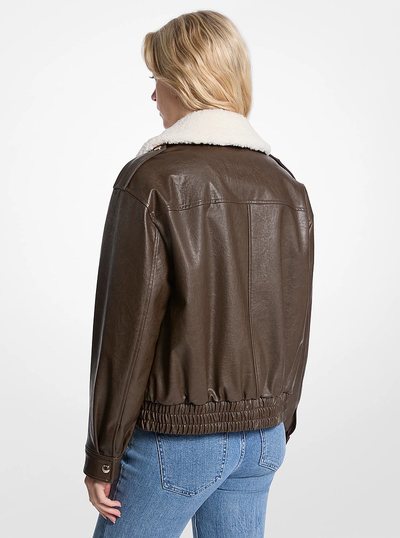 Faux Fur Trim Bomber Jacket in CHOCOLATE | Michael Kors