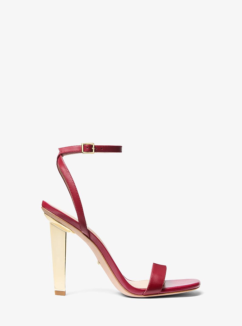 Halle Leather Sandal in DEEP RED | Michael Kors