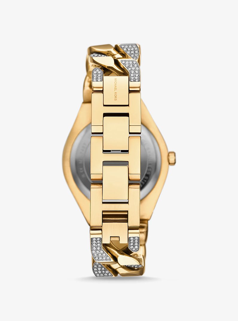 Armbanduhr Lennox im Goldton mit Panzerkettenarmband und Pav&eacute;-Fassung in GOLDTON | Michael Kors