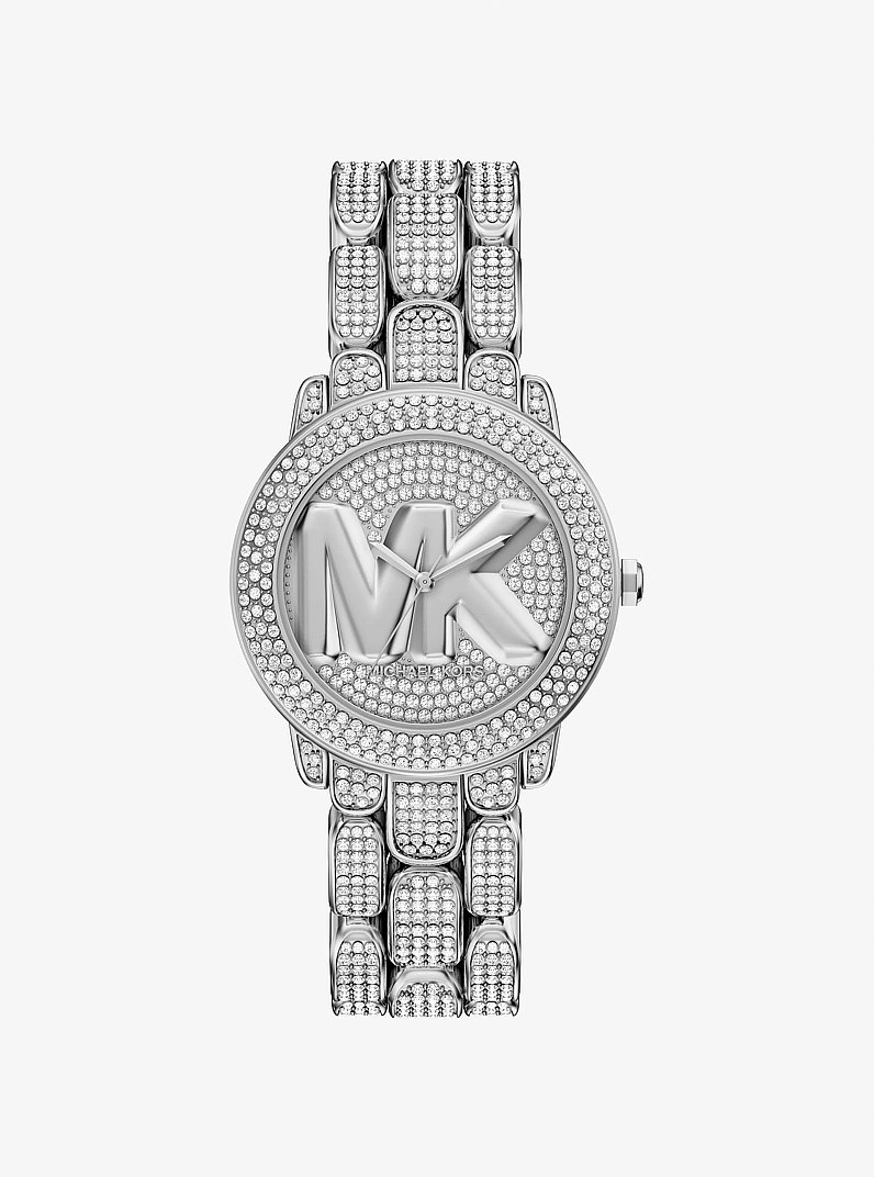 Pav&eacute; Phoebe Silver-Tone Watch in SILVER | Michael Kors