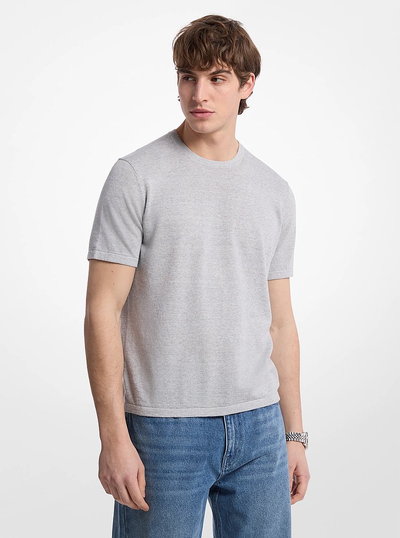 Linen and Cotton T-Shirt in HEATHER GREY | Michael Kors