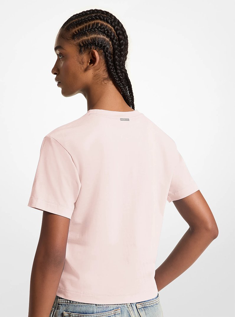 T-shirt en coton biologique &agrave; logo &agrave; ornements in ROSE POUDR&Eacute; | Michael Kors