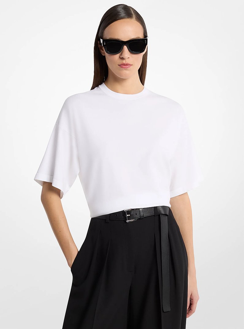 Camiseta Shaun de viscosa el&aacute;stica in BLANCO INTENSO | Michael Kors