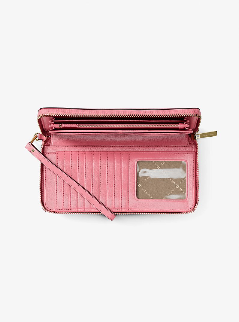 Jet Set Travel Large Pebbled Leather Wristlet in CARNATION | Michael Kors