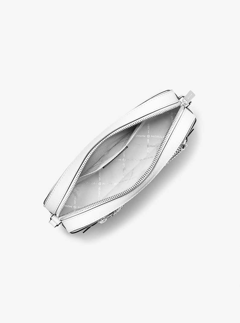 Grand sac &agrave; bandouli&egrave;re Jet Set en cuir Saffiano in BLANC OPTIQUE | Michael Kors