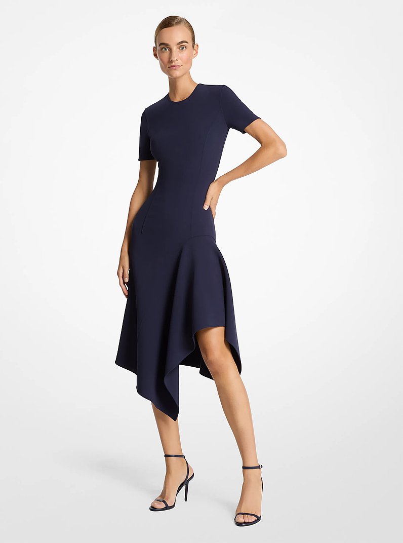 Double Faced Stretch Wool Barathea Handkerchief Dress in MARITIME | Michael Kors