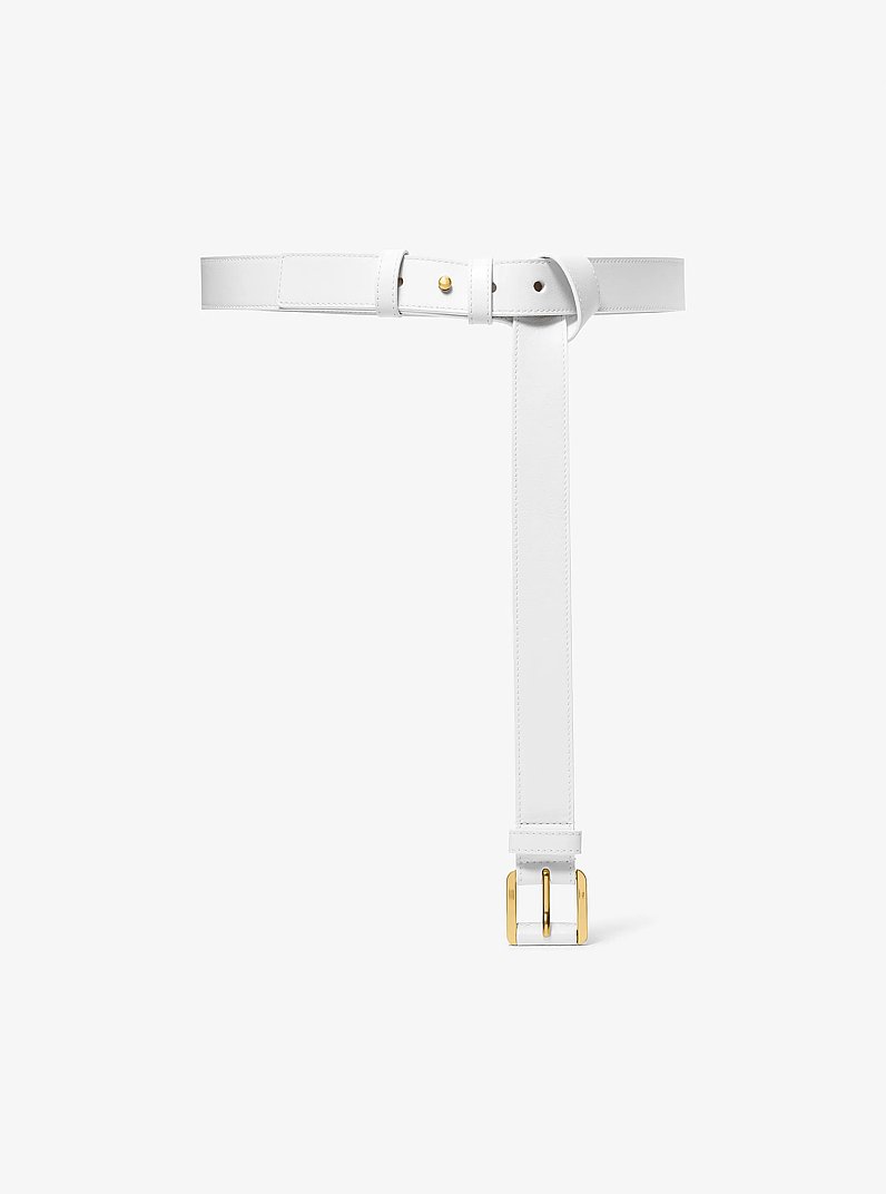 Kaitlin Leather Trouser Belt in OPTIC WHITE | Michael Kors