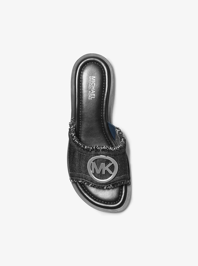 Hannah Denim Slide Sandal in BLACK WASH | Michael Kors