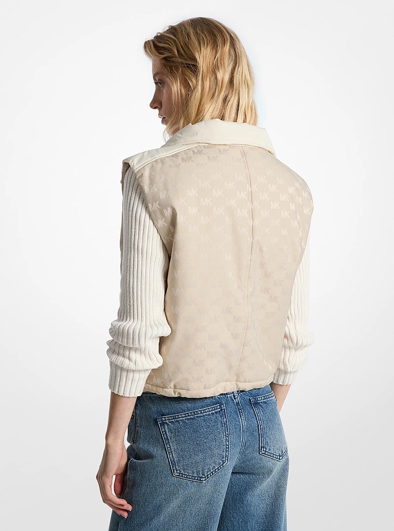 Logo Jacquard Puffer Vest in NATURAL | Michael Kors