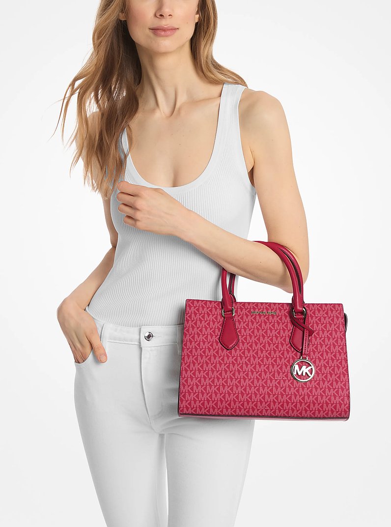 Sheila Medium Signature Logo Satchel in DK RASPBERRY | Michael Kors
