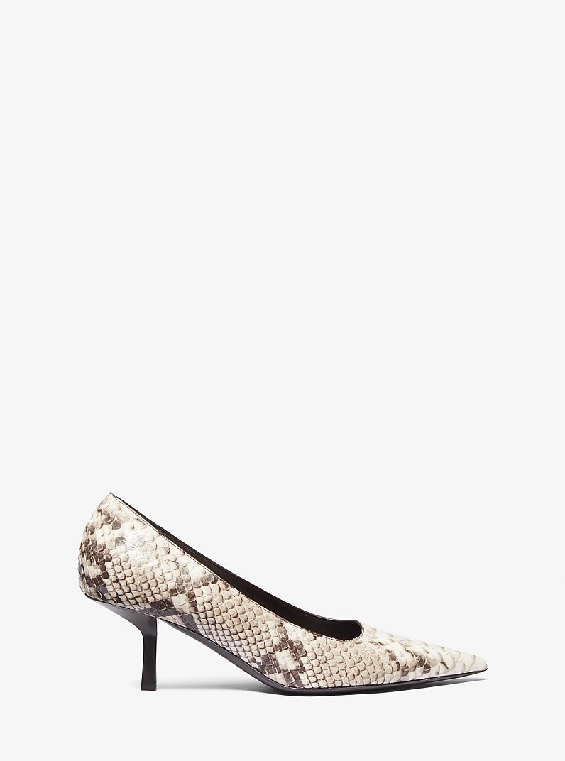 Frankie Python Embossed Leather Pump in NATURAL | Michael Kors