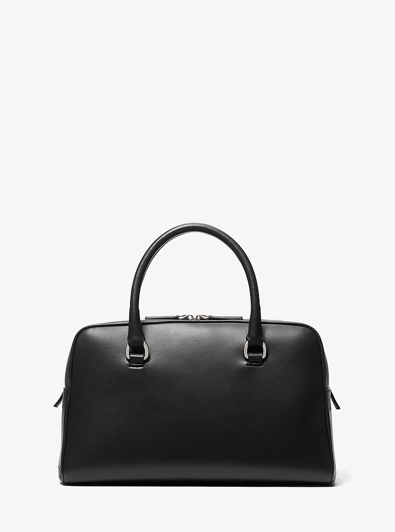 Kasia Medium Leather Satchel in BLACK | Michael Kors