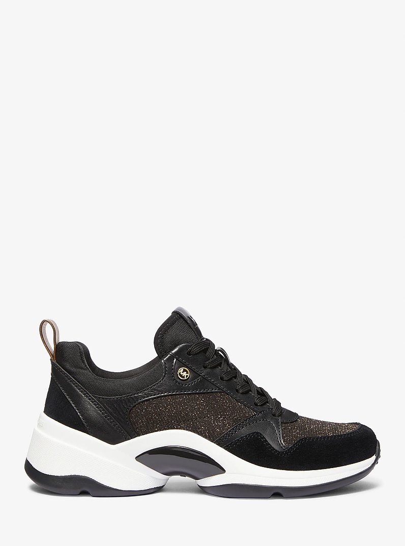 Zapatilla Orion de piel y malla de cadena brillante