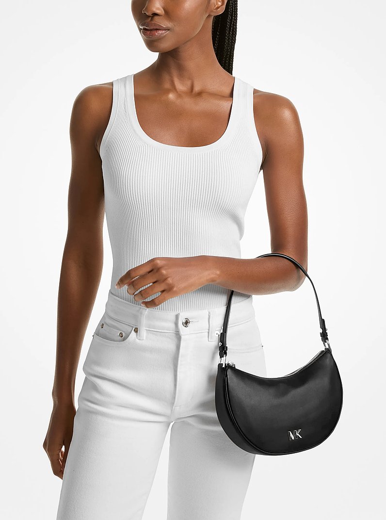 Kyla Small Leather Pochette in BLACK | Michael Kors