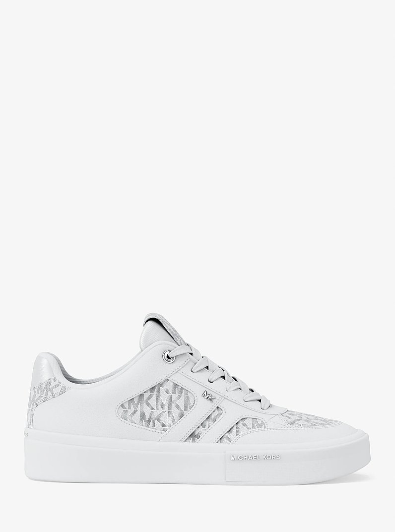 Sneaker Dane in pelle con stampa logo in BIANCO BRILLANTE | Michael Kors