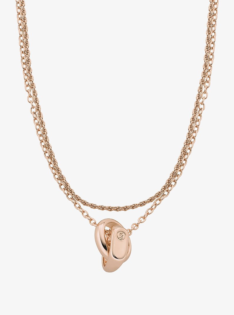 Collier &agrave; double tour entrelac&eacute; in OR ROSE | Michael Kors