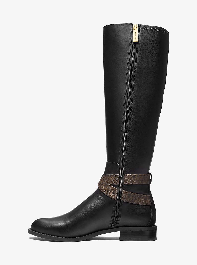 Rory Leather and Logo Boot in BLK/BROWN | Michael Kors
