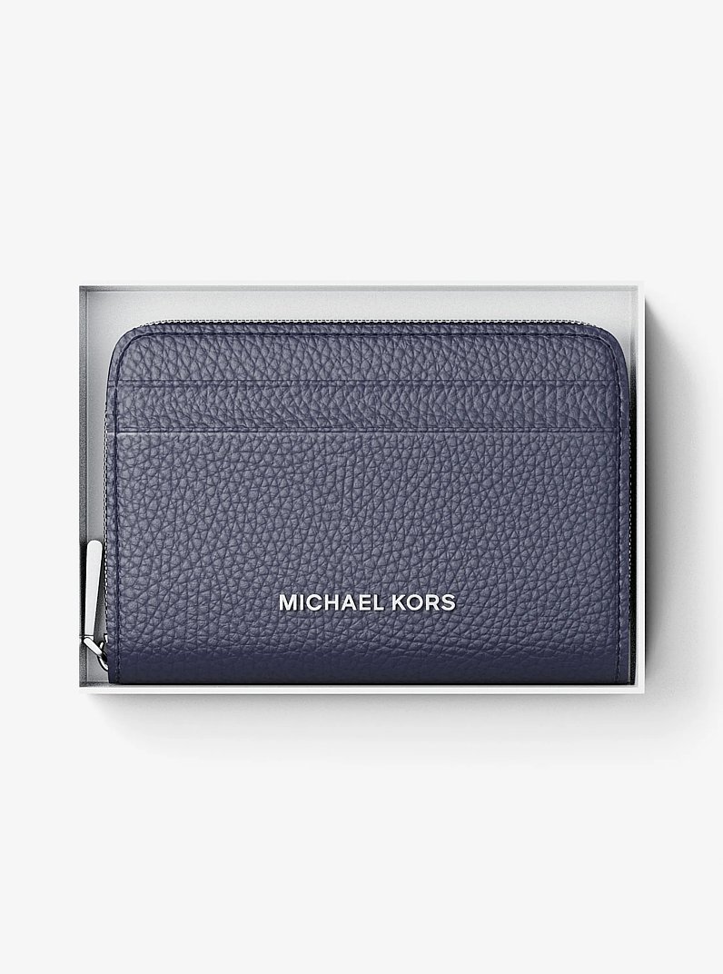 Kartenetui Jet Set Small aus gekrispeltem Leder mit Rundum-Rei&szlig;verschluss in BLAUGR&Uuml;NES KLEID | Michael Kors