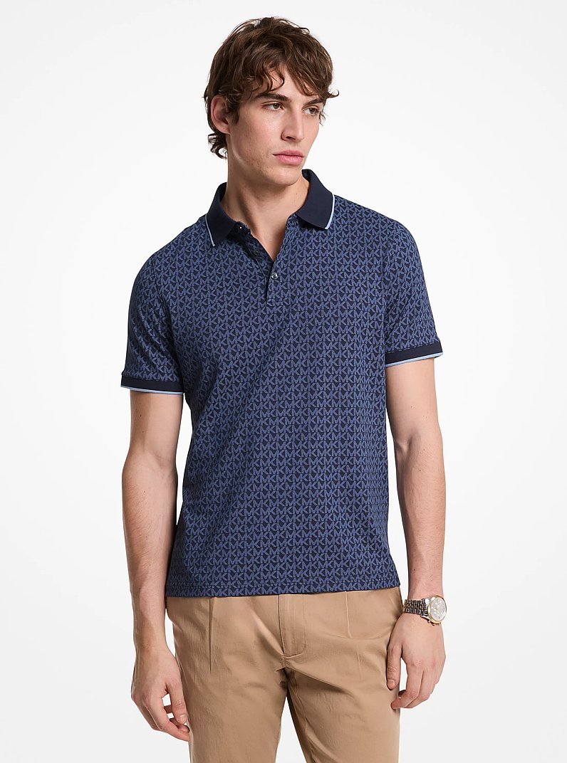 Polo Greenwich en coton &agrave; imprim&eacute; &agrave; logo Signature in MINUIT | Michael Kors