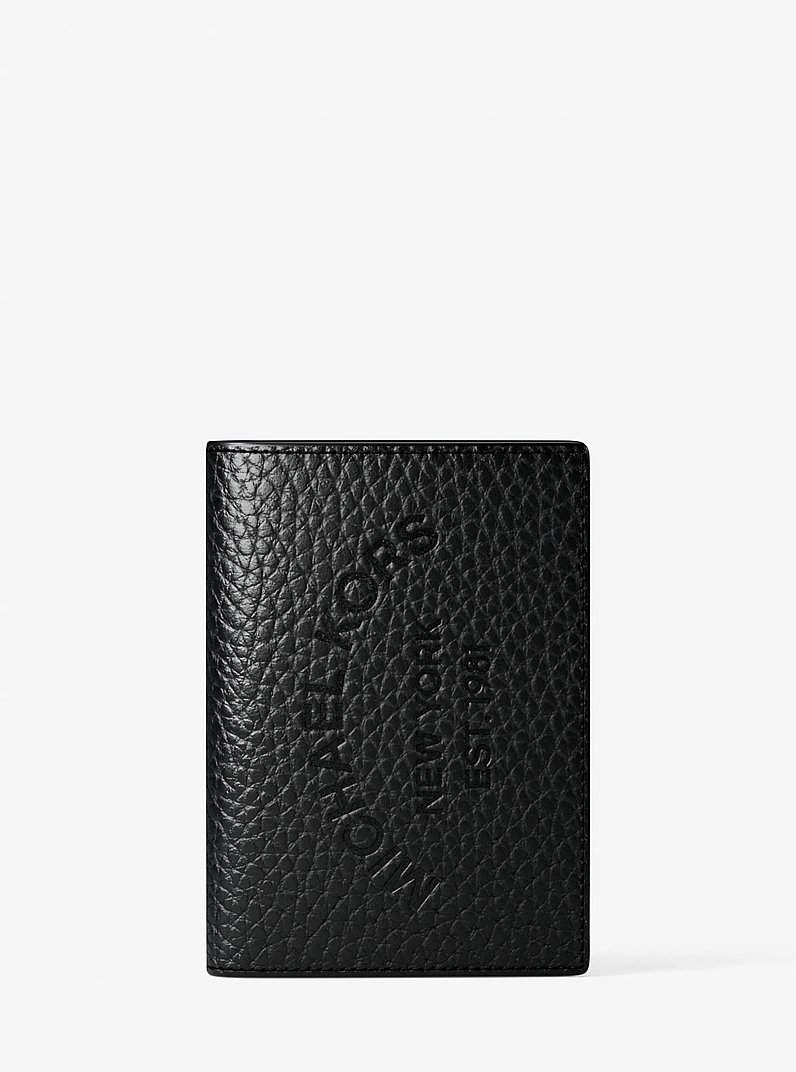 Cooper Pebbled Leather Bi-Fold Card Case in BLACK | Michael Kors