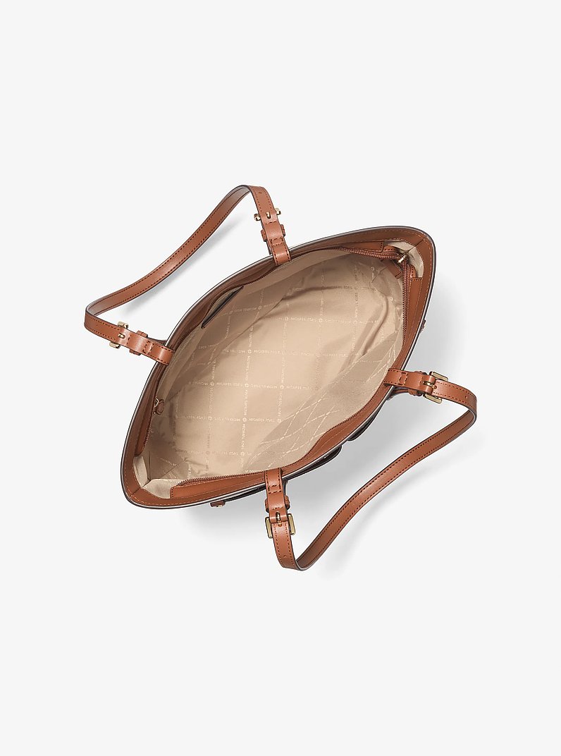 Jet Set Medium Logo Pocket Tote Bag in VANILLA | Michael Kors