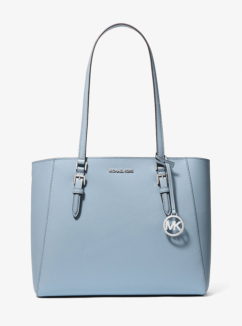 Charlotte Large Leather and Signature Logo 3-in-1 Tote Bag in PALE BLUE | Michael Kors