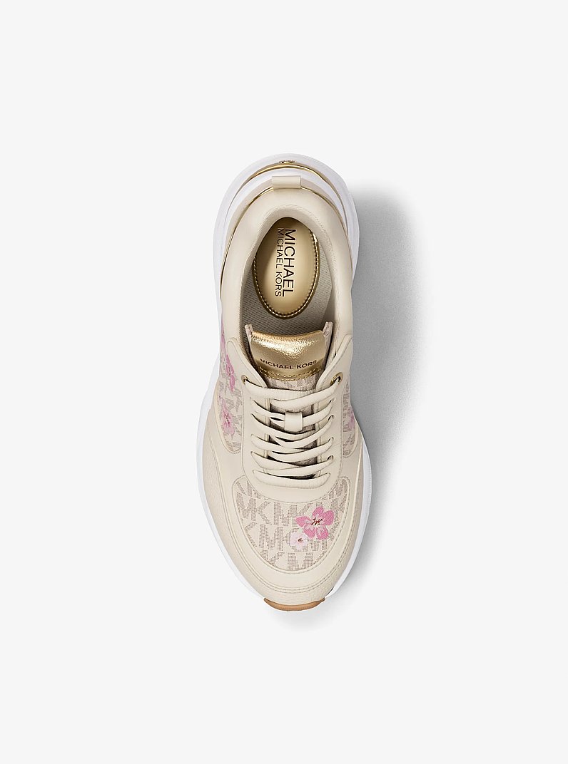 Katrina Floral Print Signature Logo Trainer in VANILLA COMBO | Michael Kors
