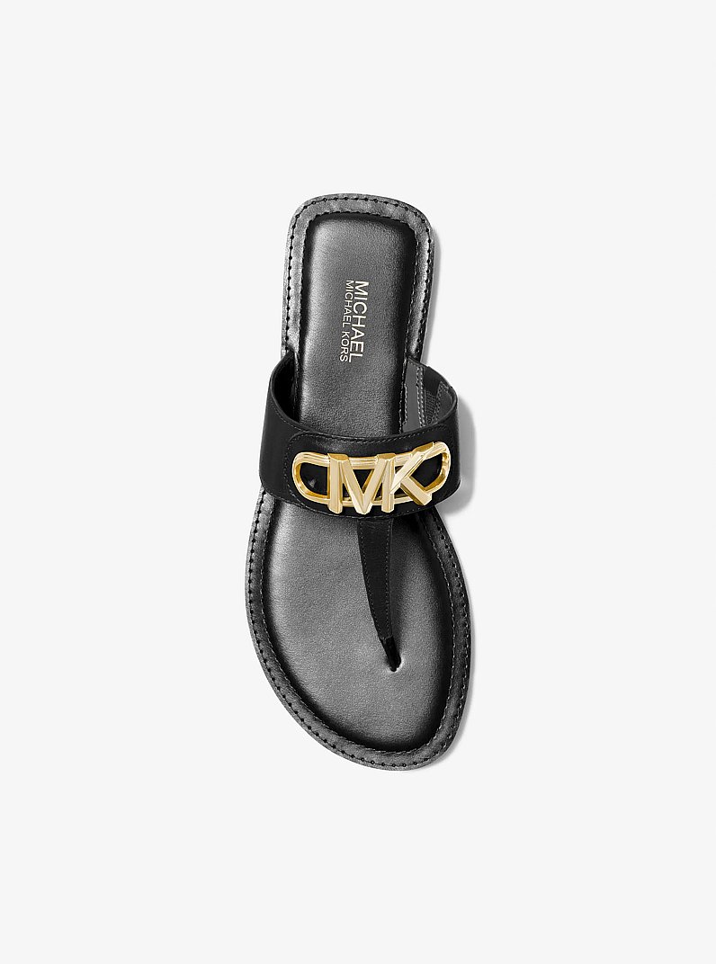 Parker Leather T-Strap Sandal in BLACK | Michael Kors