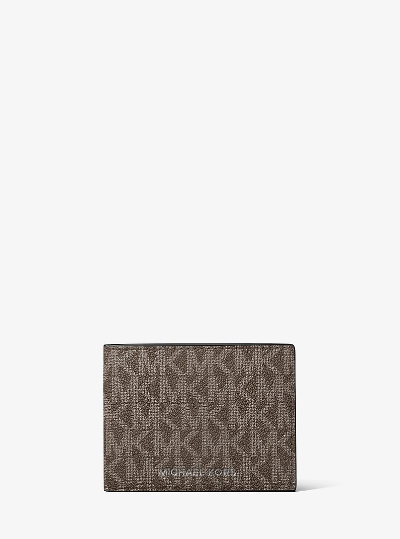 Cooper Leather and Signature Logo Billfold Wallet With Passcase in MUSHROOM | Michael Kors