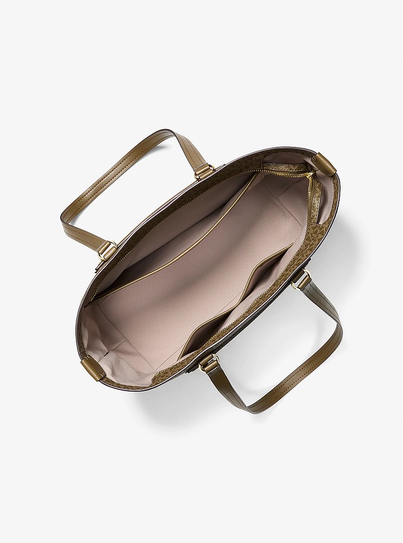 Jet Set Travel Medium Signature Logo Tote Bag in LODEN | Michael Kors