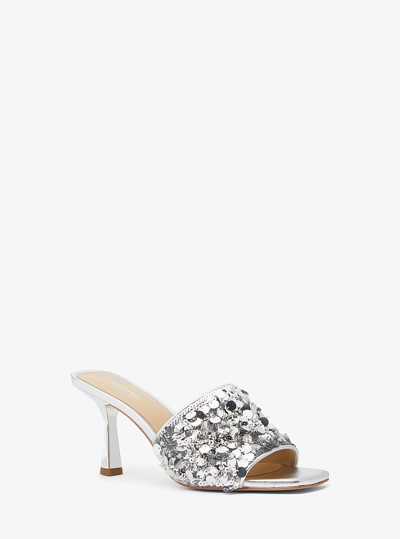 Limited-Edition Tessa Hand-Embellished Mule in SILVER | Michael Kors