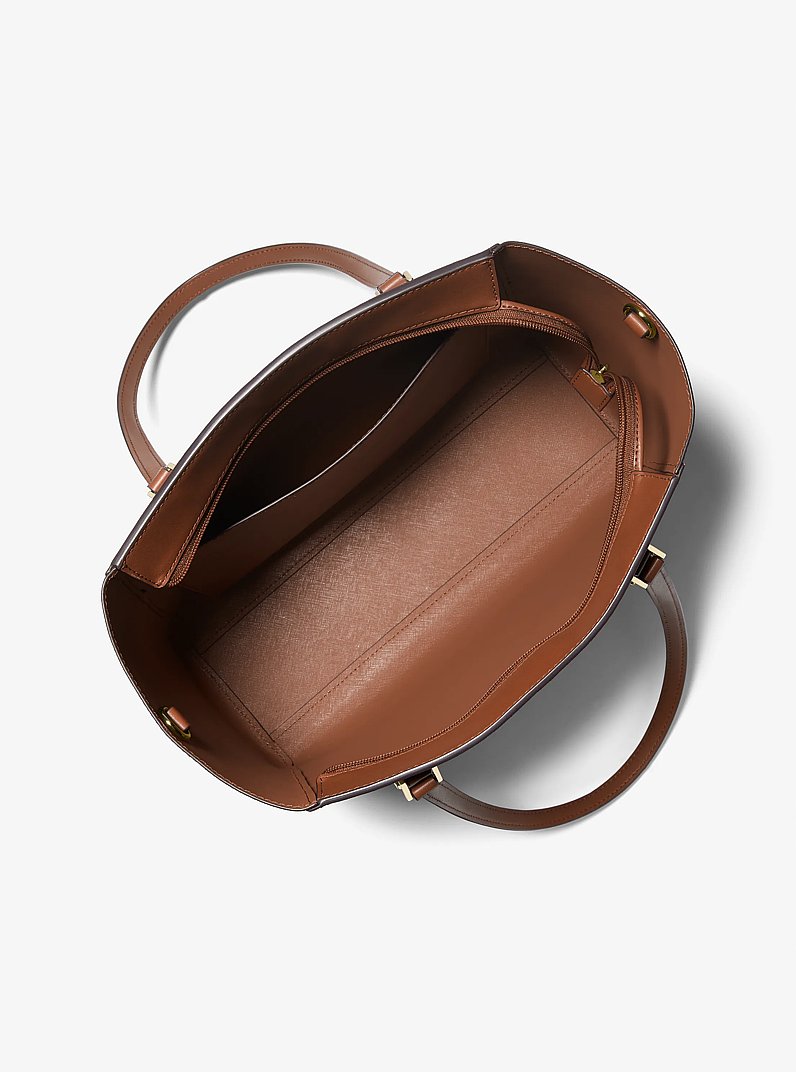 Charlotte Large Saffiano Leather 3-in-1 Tote Bag in LUGGAGE | Michael Kors