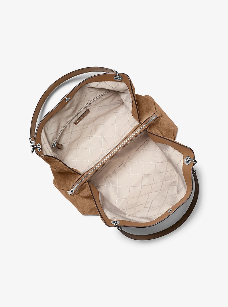 Christina Large Suede Shoulder Bag in DRIFTWOOD | Michael Kors