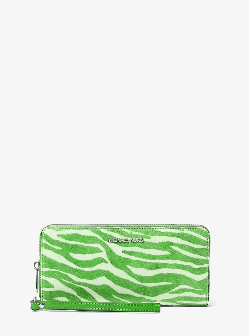 Jet Set Travel Zebra Print Calf Hair Continental Wallet in JUNGLE | Michael Kors