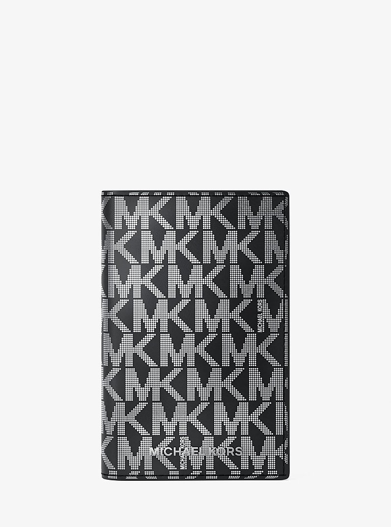 Hudson Metallic Signature Logo Folding Card Case in BLACK | Michael Kors