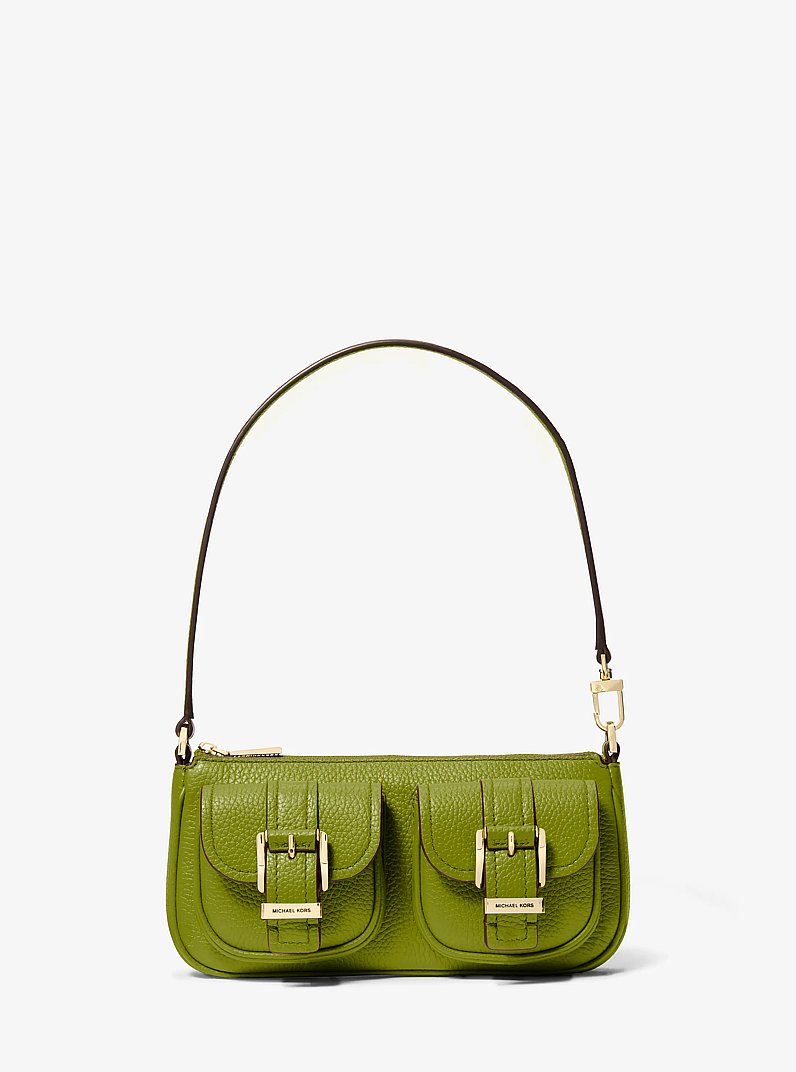 Zoe Small Pebbled Leather Pochette in MEADOW GREEN | Michael Kors