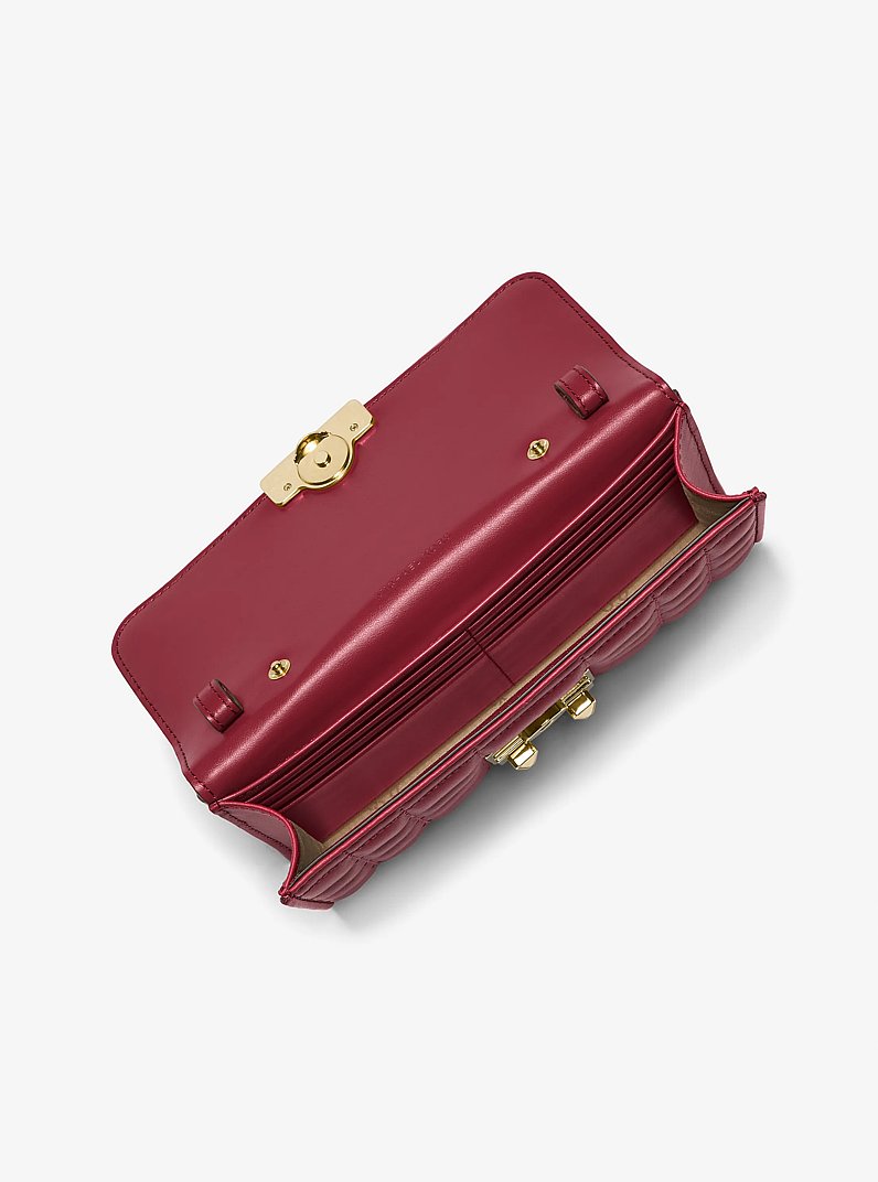 Tribeca Large Leather Convertible Crossbody Bag in DEEP RED | Michael Kors