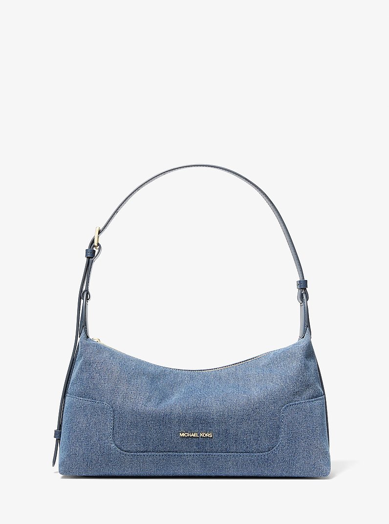 Bolso de hombro Teddi mediano holgado de denim lavado in AZUL VINTAGE CLARO LAVADO | Michael Kors