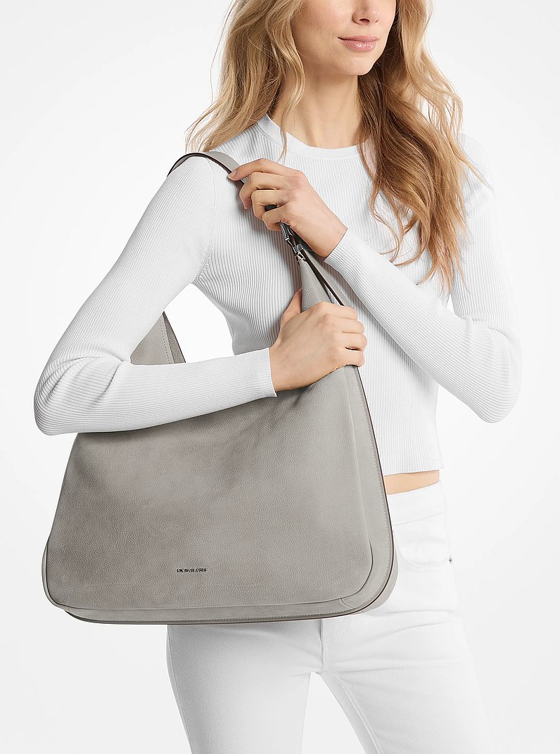 Bolso hobo de hombro Nolita grande de nobuck in GRIS PIEDRA | Michael Kors