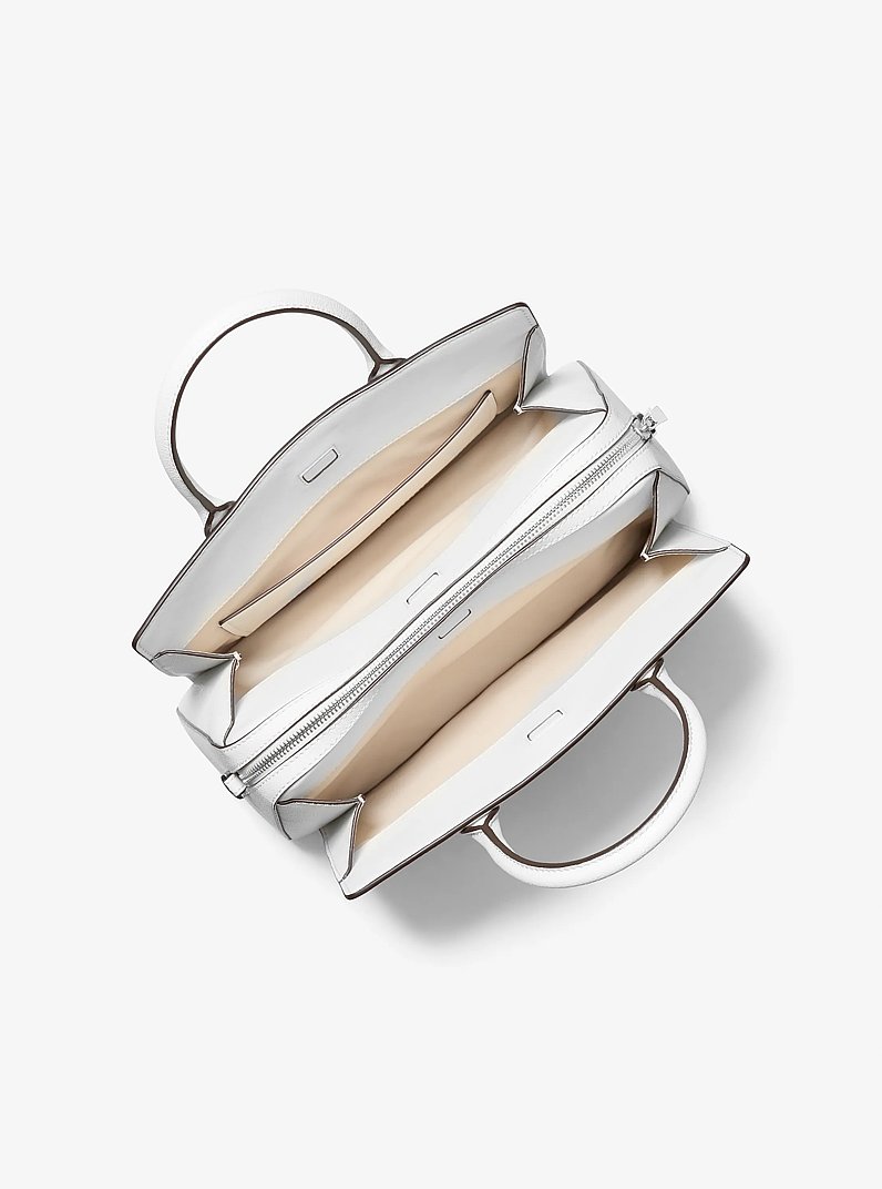 Laila Medium Leather Satchel in OPTIC WHITE | Michael Kors