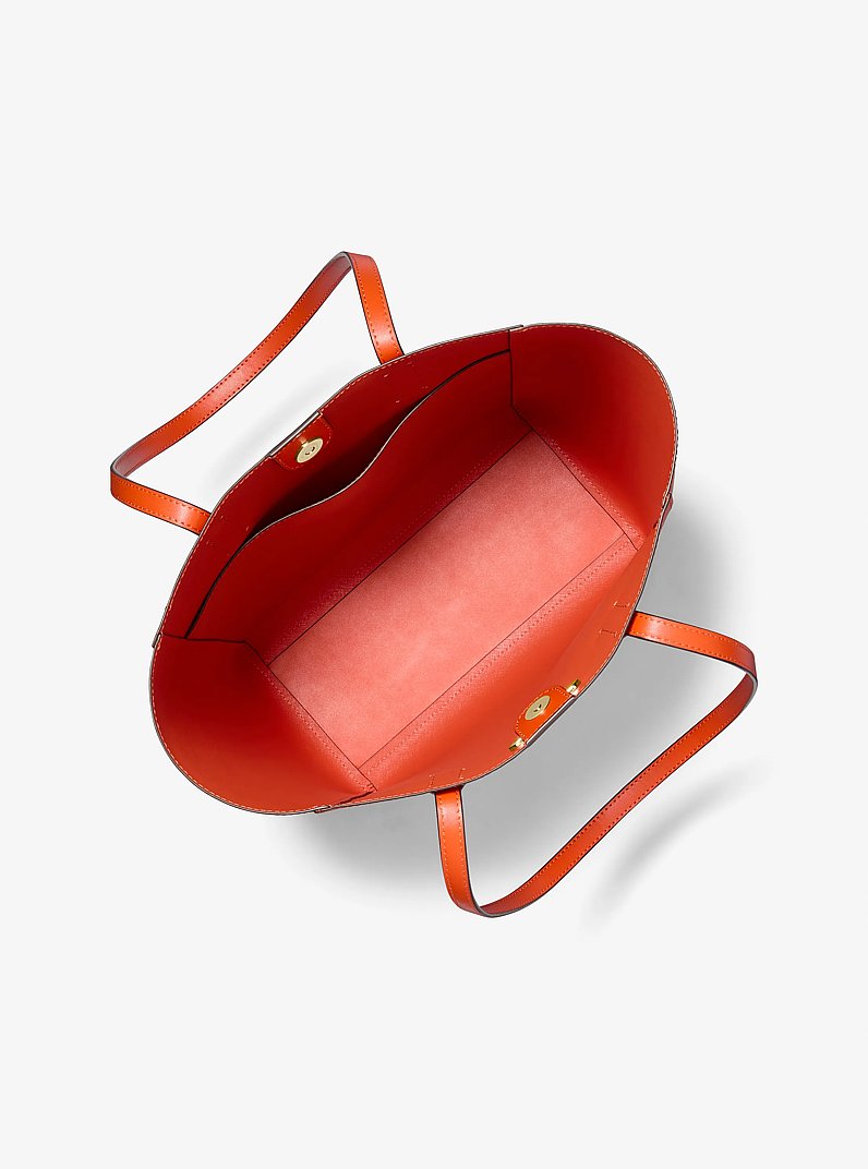 Vincent Large Saffiano Leather Tote Bag With Card Case in RED CLAY | Michael Kors