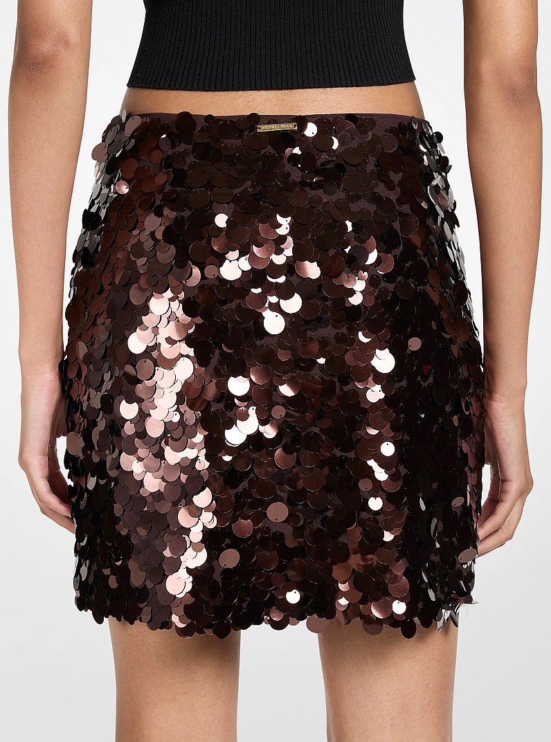 Paillette Embellished Mini Skirt in CHOCOLATE | Michael Kors