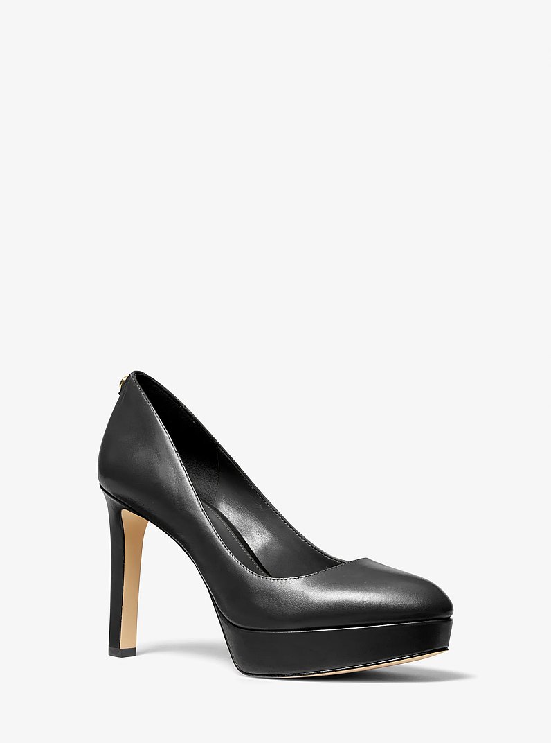 Chantal Leather Platform Pump in BLACK | Michael Kors
