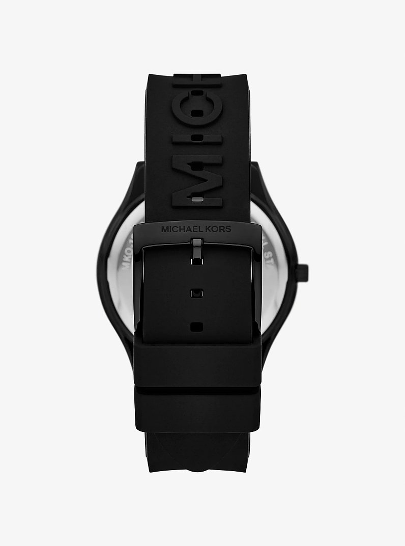Oversized Aspyn Stainless Steel and Silicone Strap Watch in BLACK | Michael Kors