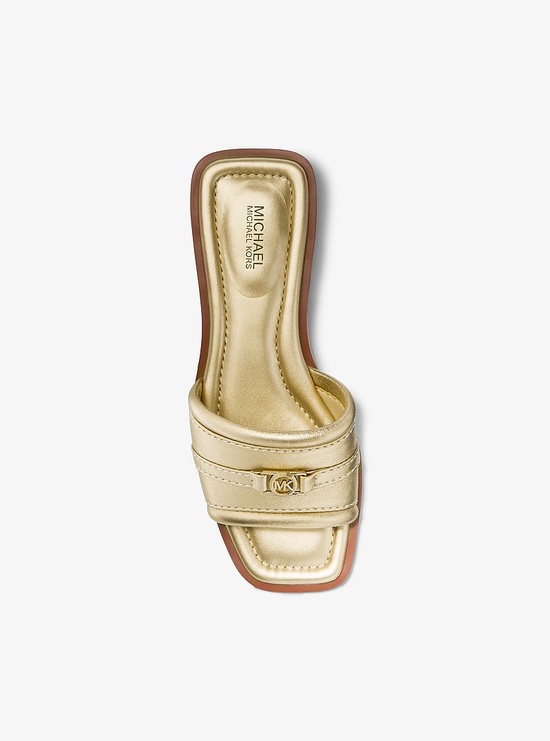 Mandy Metallic Leather Slide Sandal